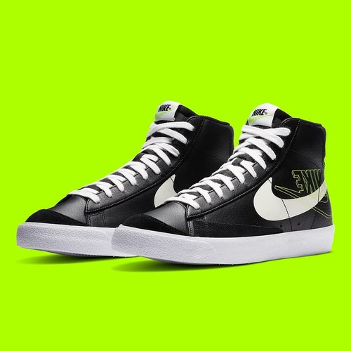 NIKE BLAZER MID '77 LOGO REVERSE Sneakers uomo scarpe da basket Pelle Nero  | eBay