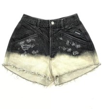 Vintage 90s Y2K Shorts High Waist Denim Distressed Cut Mom Jeans Ombre 28 7