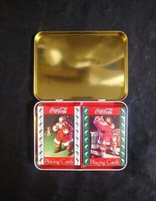 1993 Coca-Cola Nostalgia Playing Cards 2 Sealed Decks in Christmas Tin vtg