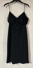 Nine West Twist Backless Y2K Dress Black Spaghetti Strap Fit And Flare Midi 14