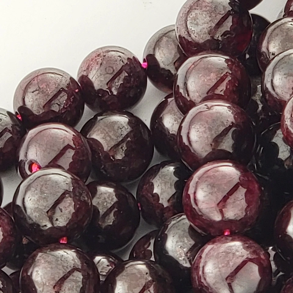 Cuentas de granate raras piedras preciosas genuinas naturales lisas cuentas redondas 6 mm 8 mm 10 mm Foto 2 de 4
