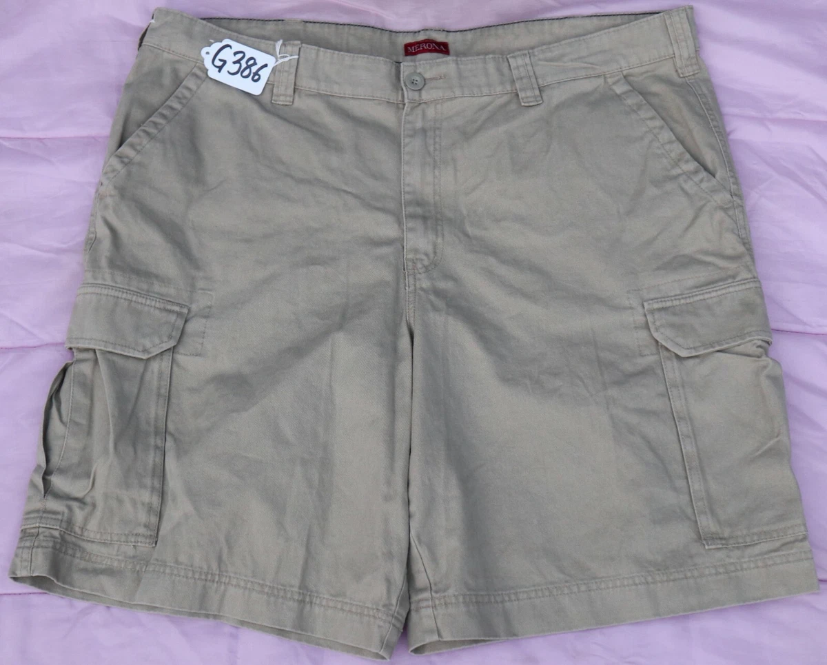 MERONA KHAKI FLAT FRONT SHORTS. SIZE W44 X L10. TAG NO. G386 eBay