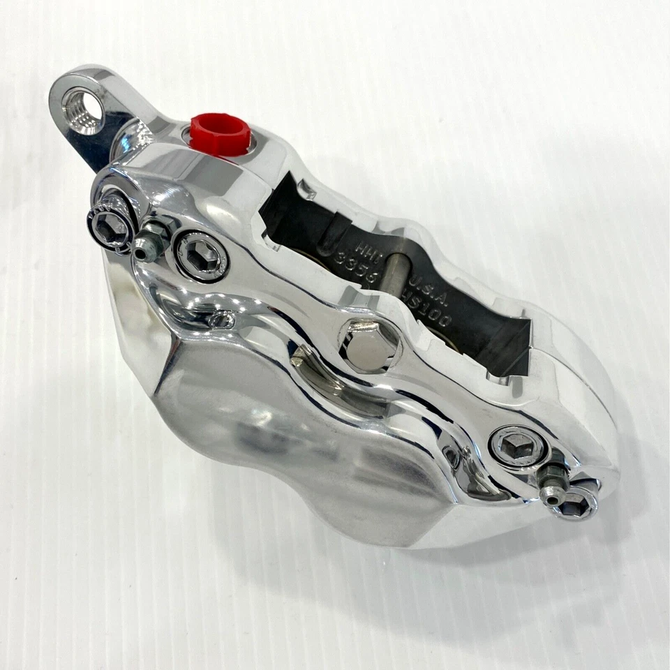 Pinza de freno HHI Hawg Halters delantera derecha cromada 4 pistones 73-83 Harley Big Twin Foto 2 de 4