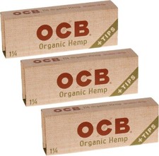 OCB Organic 1 1/4 Rolling Paper  Tips - 3 Packs - 50 Papers/Tips Each