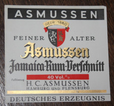 Etikett ASMUSSEN - Feiner alter ASMUSSEN Jama...