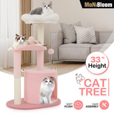 33" Cat Tree Tower Pink Flower Scratching Post Multi Level Activity Center Toys