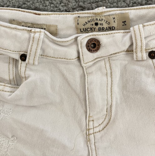 Lucky Brand White Distressed Cuffed Riley Shorts Girls Size 14 - Picture 2 of 7