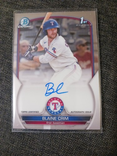 2023 Bowman Chrome Propsect Autograph Blaine Crim #CPA-BC 1st Auto Rangers - Picture 1 of 2