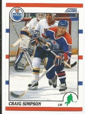 CRAIG SIMPSON 1990-91 SCORE CARD NEAR MINT+ CONDITION
