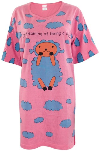 Camisón Camisón Mujeres Algodón Damas Manga Corta Estampado Camisón Ropa de dormir - Imagen 8 de 59