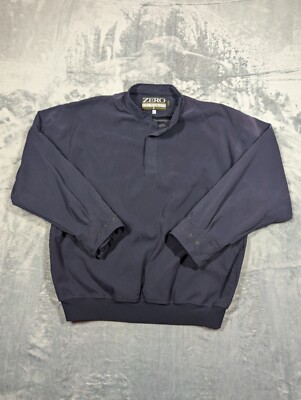 Zero Restriction Pullover Mens Large Dark Blue Golf Windbreaker 1/4 Snap Jacket