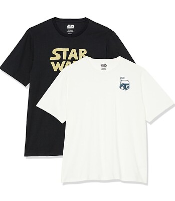 Amazon Essentials Star Wars Shirts Men Size L Regular Black & White 2 Crewneck