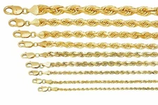SOLID 10k Yellow Gold Rope Chain Necklace 18"- 30" Length 1mm-5mm Thick REAL