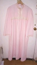Vtg 80s XL Vassarette Flannel Zip Up Cozy Robe/Nightgown Pink Size 44" Long New