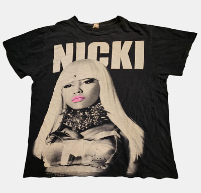 Nikki Minaj 2011 Tour Rap Tee T-Shirt Cash Money AOP Womens L Black Music