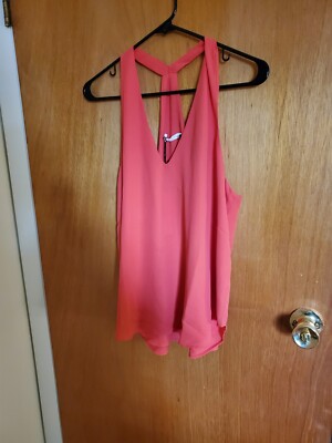 Three Eighty Two Women's Red Sleeveless Racerback Tank Top, Size L, NWT