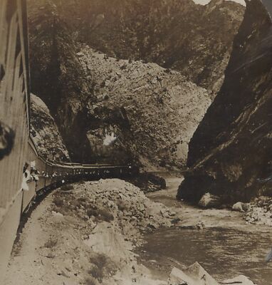 Lookin Down Along the Excursion Train Royal Gorge CO Stereoview c1905