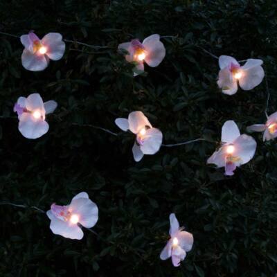 12 ORCHIDEE BLUME SOLAR LICHTERKETTE ROSA ROT GARTEN DEKO LED BLÜTE LAMPE