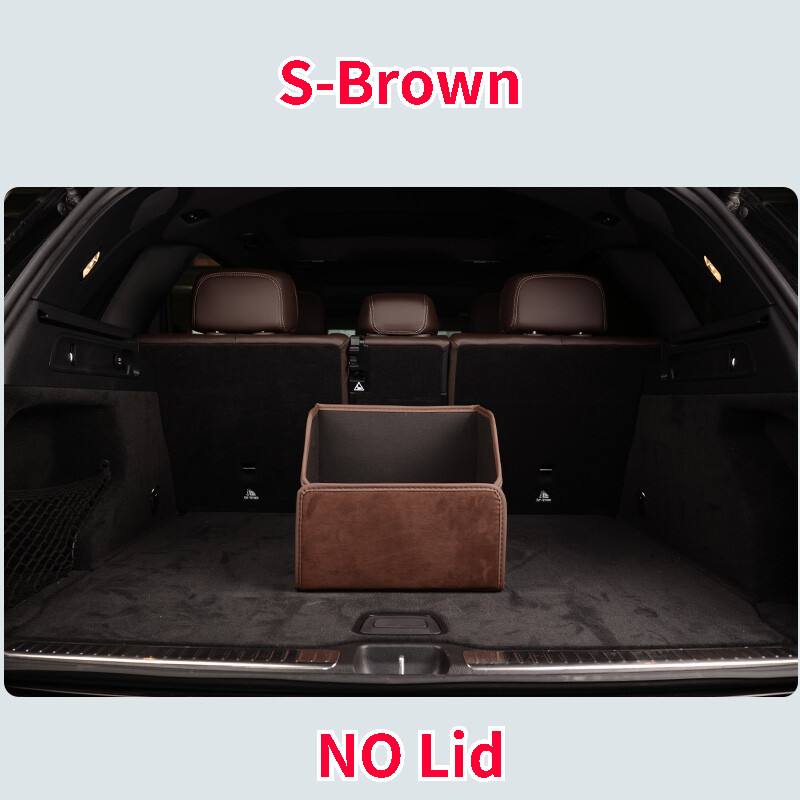 Suede Leather Car Trunk Organizer Box Handles Vehicle Storage with Lid
