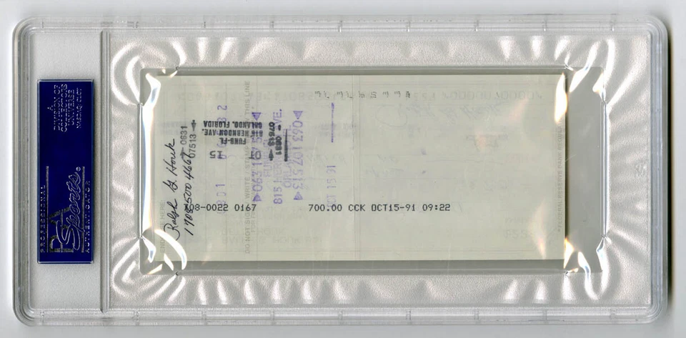 Ralph Houk SIGNED PERSONAL CHECK RARE DEC Manager NY Yankees PSA/DNA AUTOGRAPHED - Image 3 of 3