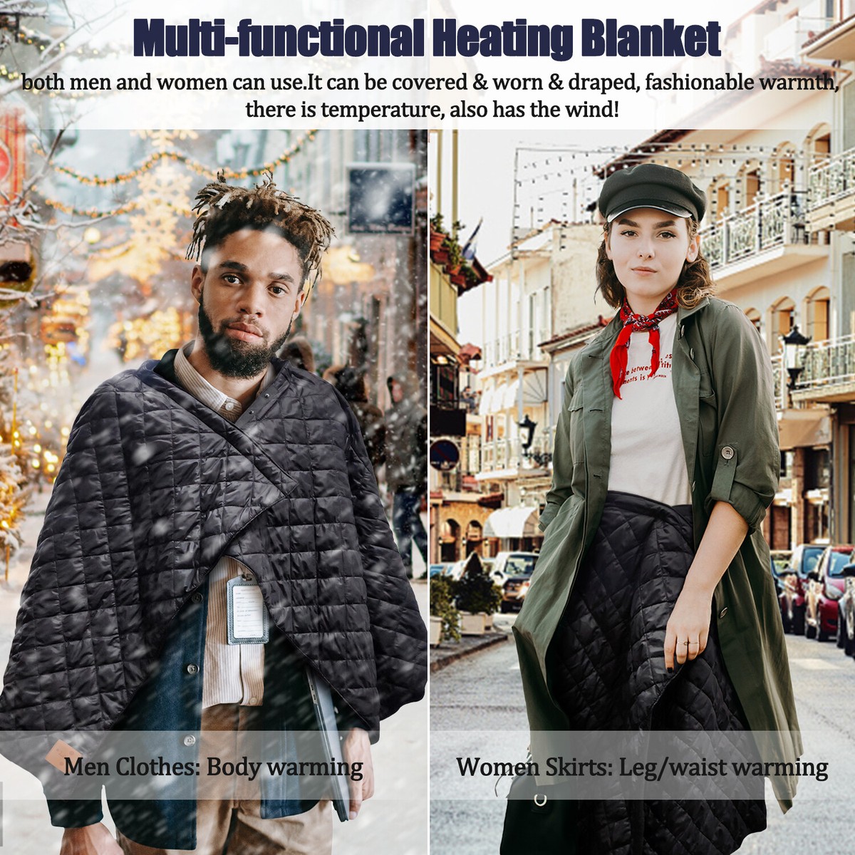Electric Blanket Heated Throw Cordless Heating Pad Portable USB Heated  Blanket | eBay
