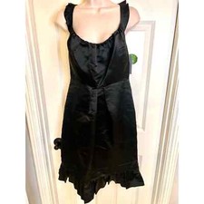 Vera Wang black 100% silk sleavless dress ruffled bottom size medium 9/10 NWT