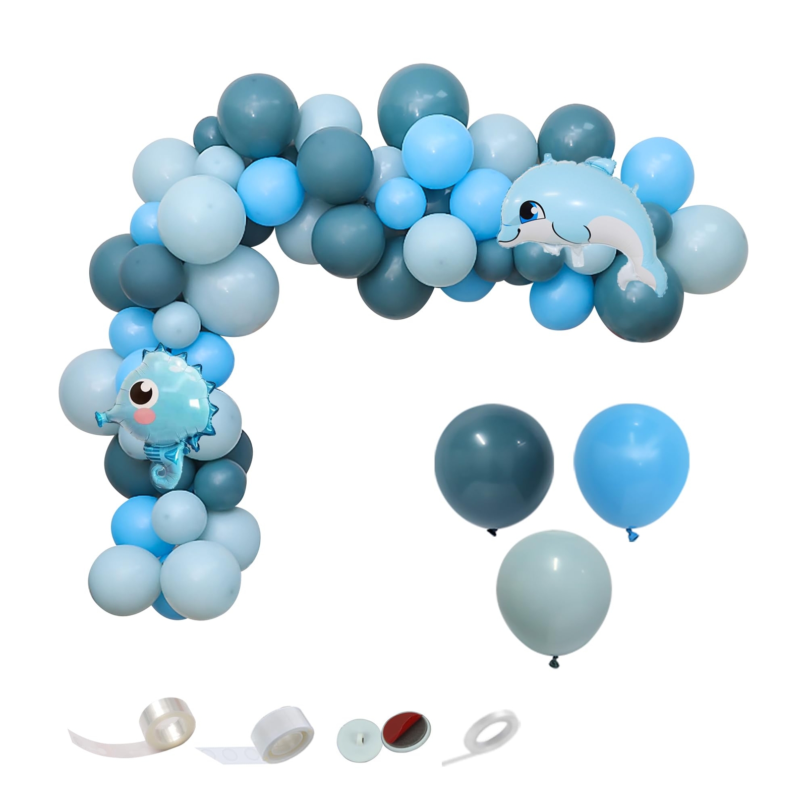 Shivnsotpa Ocean Theme Balloons Arch Kit82 Pcs Sea Balloon Set Slate Blue Dus...