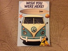 POSTCARD VOLKSWAGEN VW SPLIT SCREEN CAMPER VAN. WISH YOU WERE HERE! SURFING.