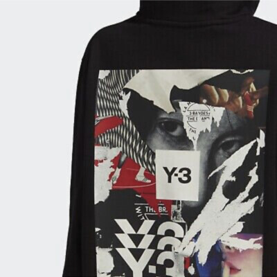 Y-3 YOHJI YAMAMOTO CH1 OVERSIZED GRAPHIC HOODIE, BLACK Women s Small