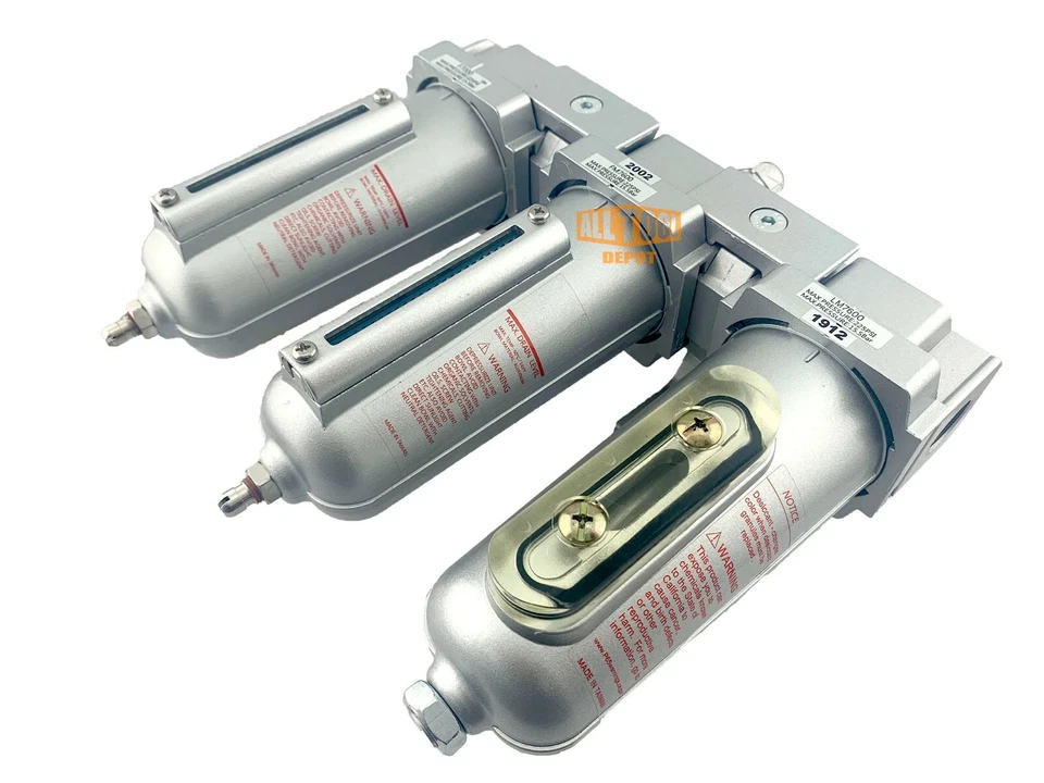 1/2" Heavy Duty Inline Compressed Air Filter Clean system 3 Stage Manual Drain - Image 3 of 4