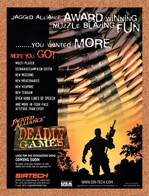 1996 Jagged Alliance Deadly Games PC Original Advertisement / Retro Promo v1