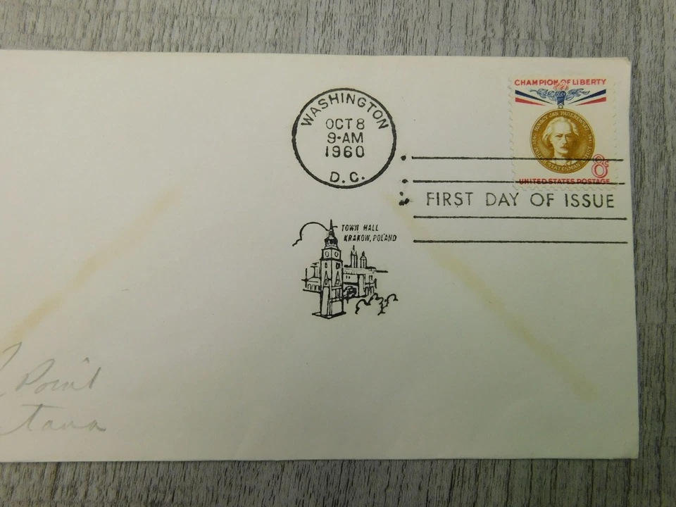 First Day Of Issue Ignacy Jan Paderewski 1960 DC Vintage Stamp Envelope Cover - Image 2 of 4