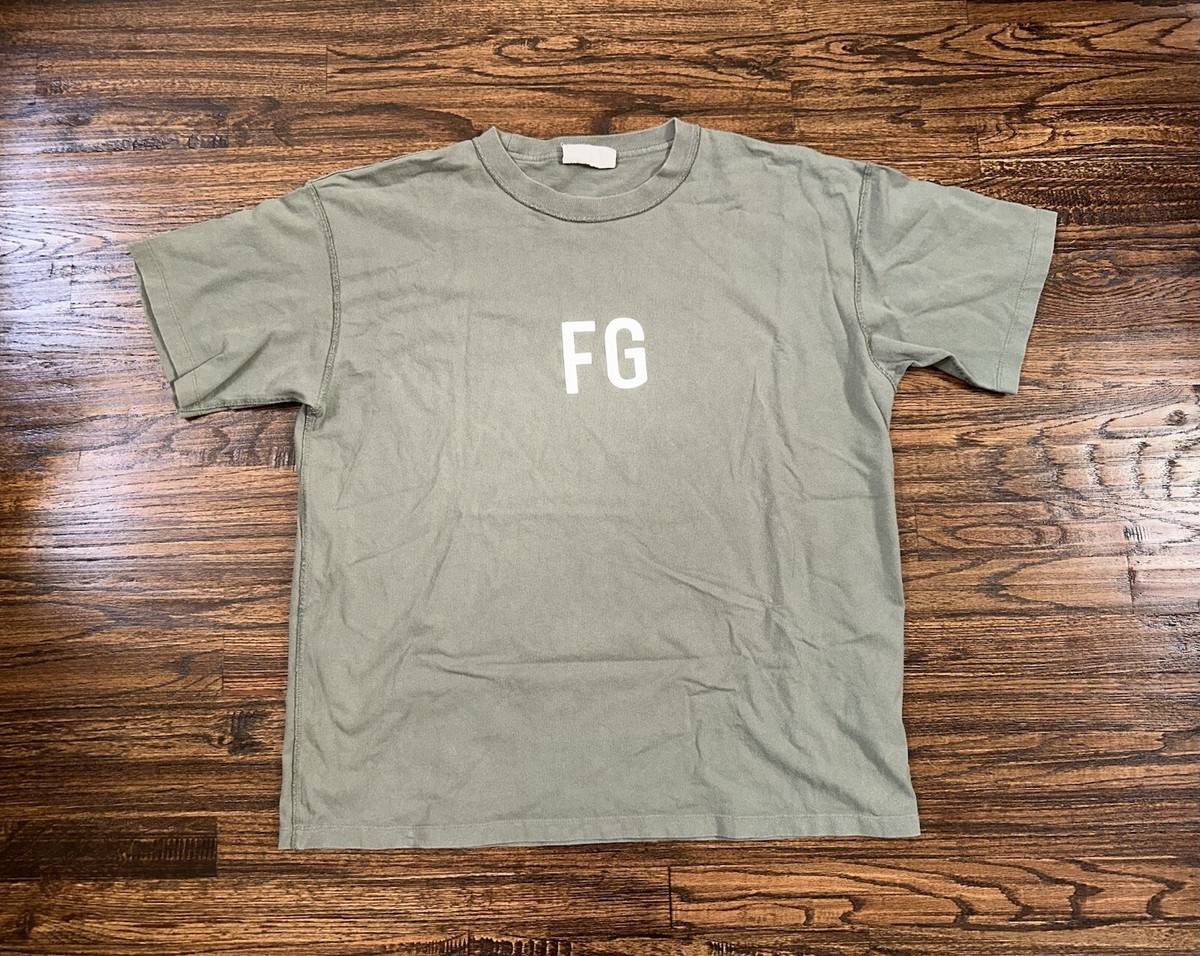 Fear of God 6th Sixth Collection FG Logo T-Shirt Olive Green Size