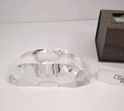 OLEG CASSINI Crystal Tea Light Votive Signed Faceted Curve Candle Holder - Picture 2 of 19