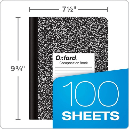 Oxford Composition Notebooks, Wide Ruled Paper, 9-3/4" x 7-1/2", Black Marble - Picture 2 of 7