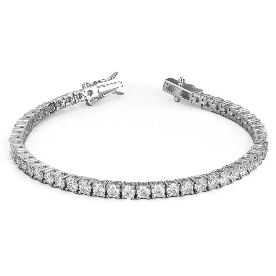 Sale! 2.75 Ct Natural Round Cut Diamond Tennis Bracelet Uk Hallmark White Gold - Image 2 of 4