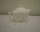 Vintage Westmoreland White Milk Glass Cherries and Grapes Creamer With Lid