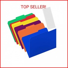 Sooez 6 Pack Plastic File Folders Colored with Sticky Labels, Heavy Duty Plastic