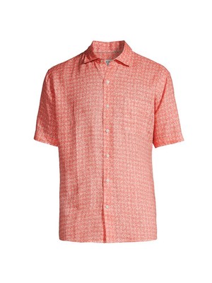Peter Millar Crown Size L Sandblast Linen Sport Shirt Short Sleeve New