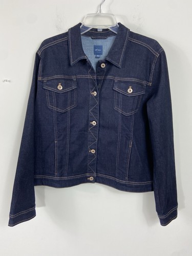 J. JILL Jeansjacke Knopfleiste Stretch dunkelblau Denim Damen Größe Large neu - Bild 2 von 14