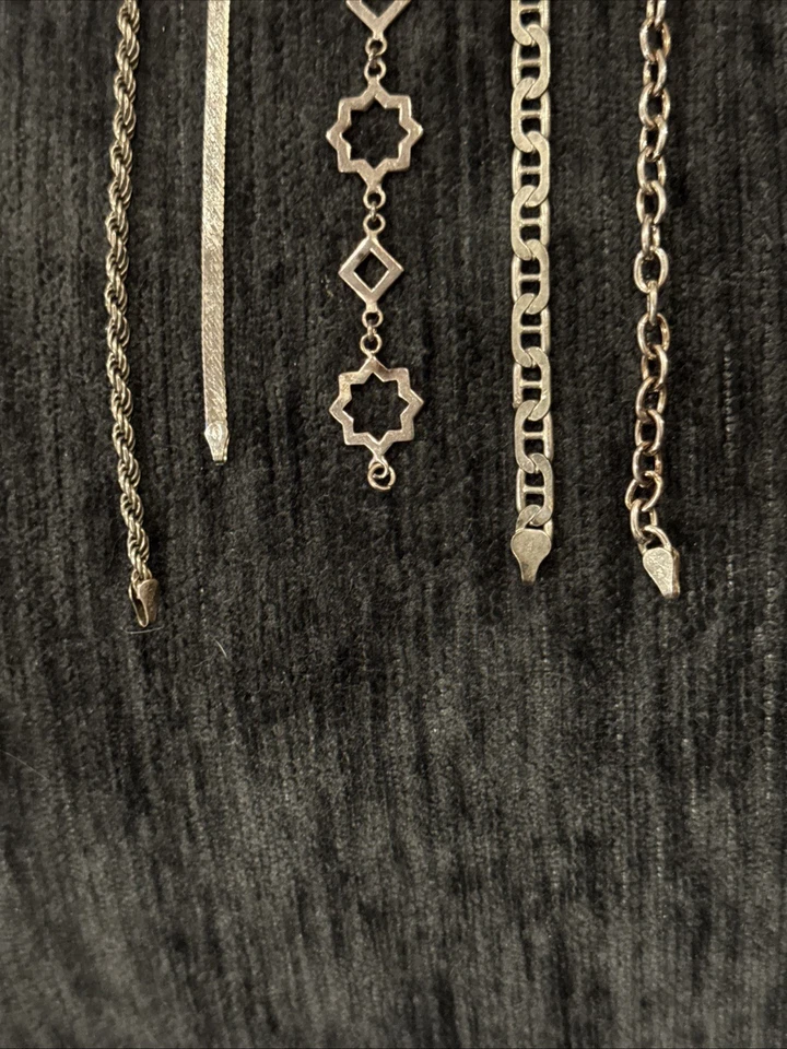 Vintage~Sterling Silver~5 Piece Variety Bracelet Set~Stackable~7.5”~.925~ - Image 4 of 4