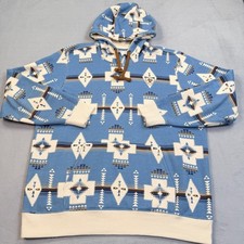 Ariat Hoodie Womens XL Blue Aztec Western Fleece Pullover Kangaroo Pocket