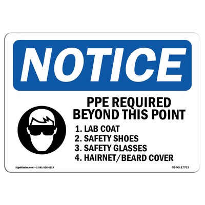 PPE Required Beyond This Point With Symbol OSHA Notice Sign Metal Plastic Decal