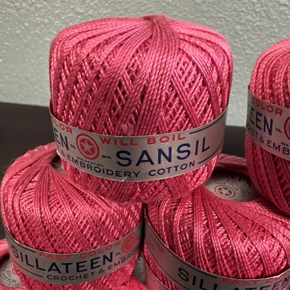 Vintage 15 Pcs Sansil Crochet & Embroidery Cotton Thread Balls Yarn Cross Stitch - Image 3 of 4