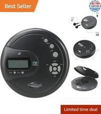 Stylish Black Portable CD and FM Radio Player with Earbuds Skip Protection
