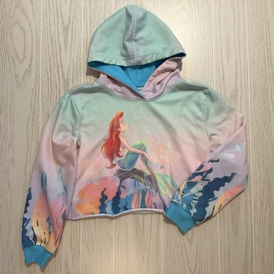Disney Parks Ariel Hoodie Girls Size 13 Pastel Ombre Crop Pullover Mermaid EUC - Image 1 of 4