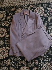 Vintage 1940-50's Men's Light Brown Suit Double Breasted Cavalry Twill