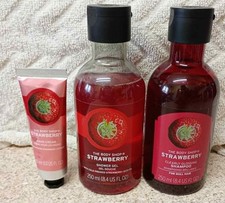 The Body Shop Strawberry Bundle Shower Gel~Shampoo~Hand Cream - All Brand New