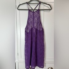 Victoria's Secret Lace High Neck Chemise Nightie Purple Sheer Womens Medium