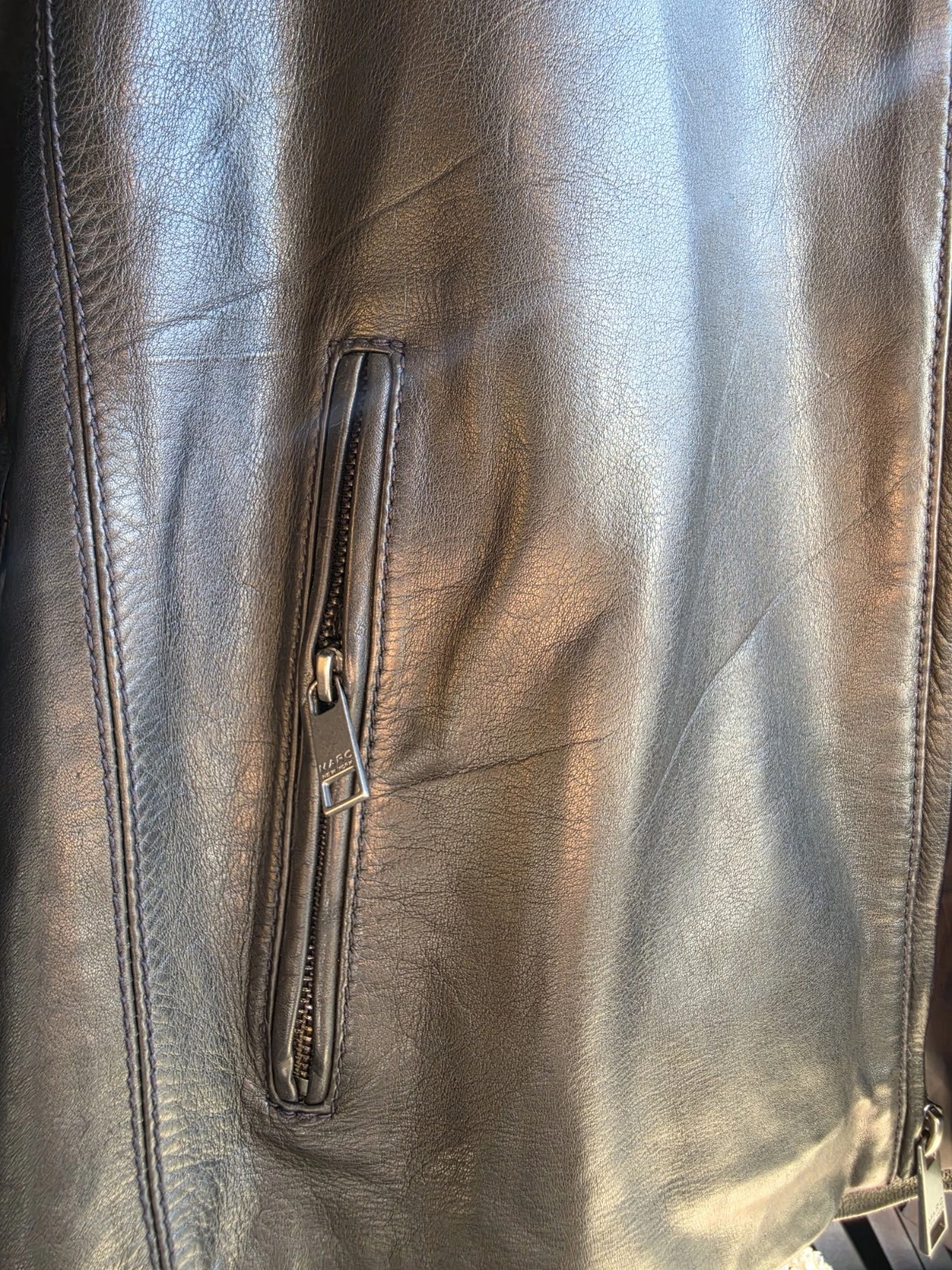 Andrew Marc Marc New York Men’s Black Leather Full Zip Biker Jacket XL - product detail image 7